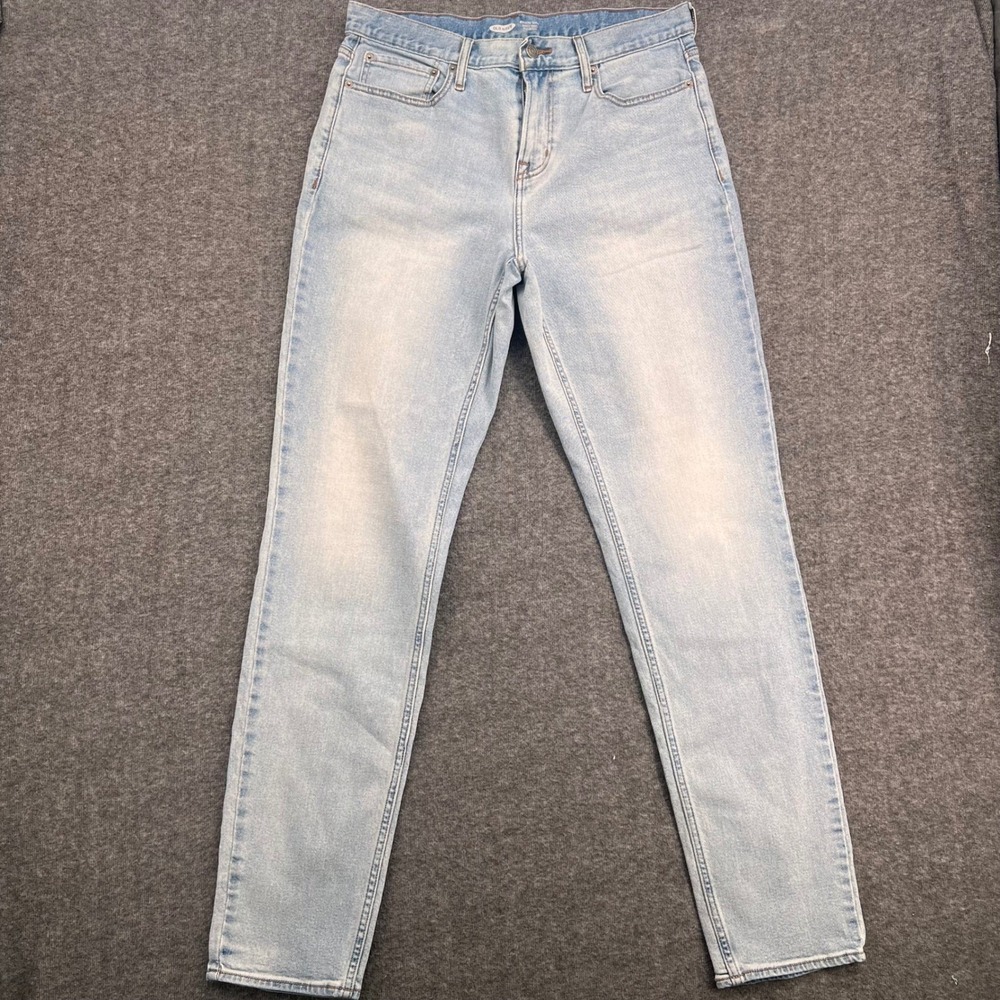Old Navy Athletic Taper Jeans Mens 34 Light Wash Blue Built-In Flex Tough